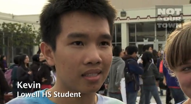 Kevin at Lowell High School counter protest